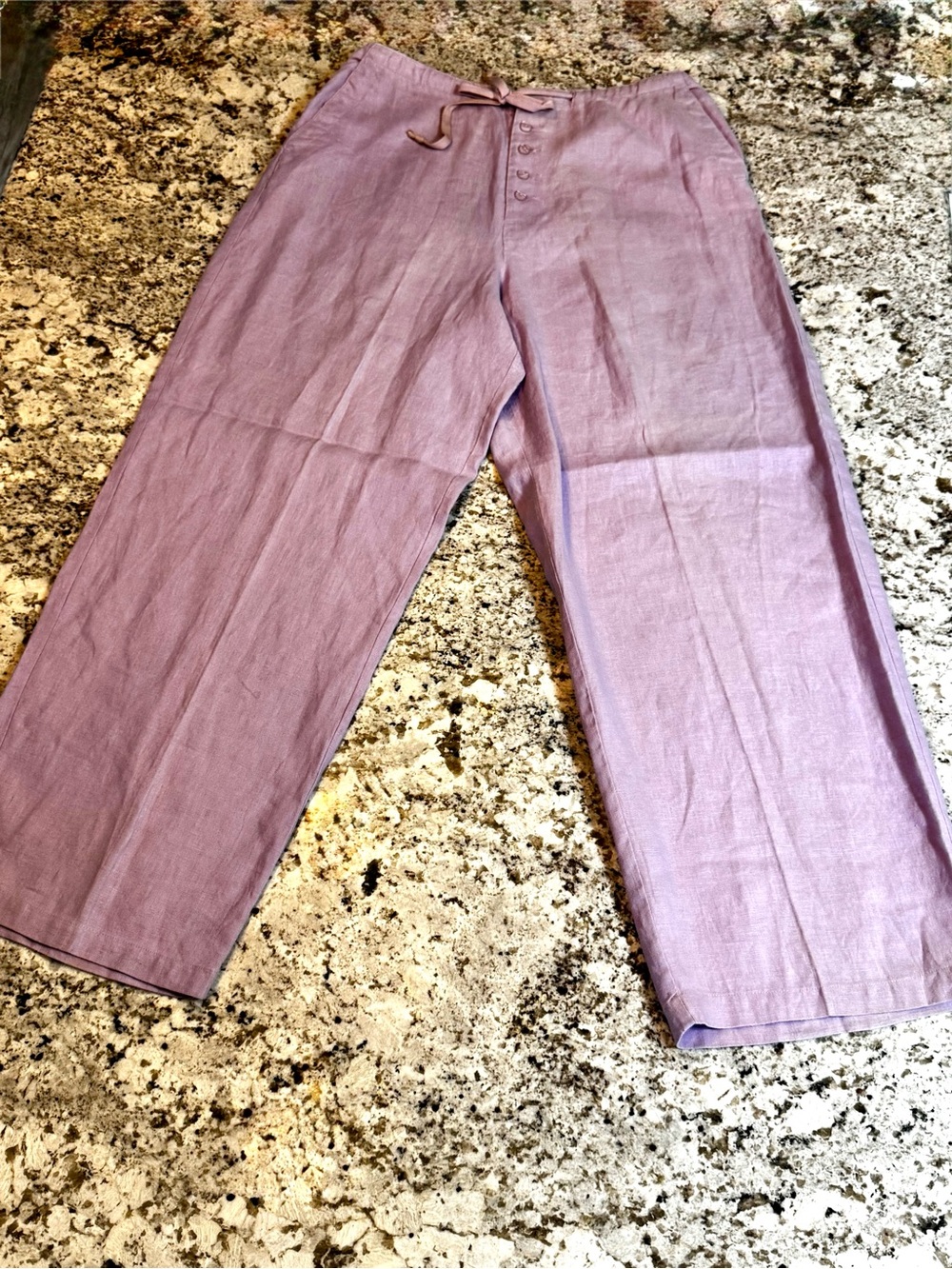 Chadwicks Lavender Wide-Leg Linen Drawstring Pants